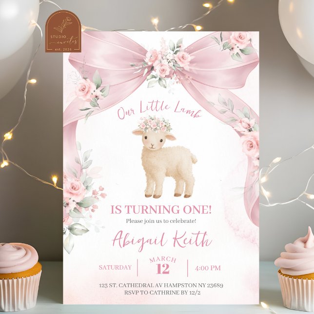 Invitation d'anniversaire de l'agneau coquette ave (Créateur téléchargé)