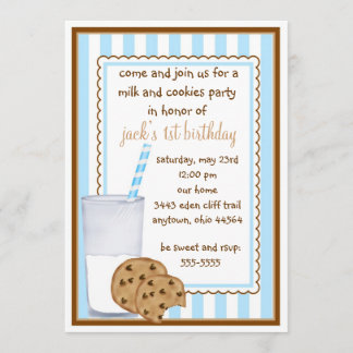 Invitation d'anniversaire de lait et de biscuits