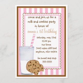Invitation d'anniversaire de lait et de biscuits