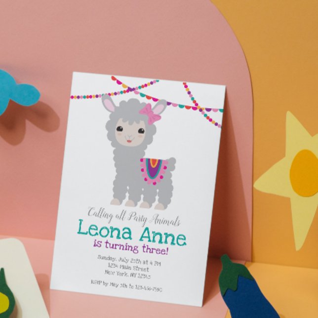 Invitation d'anniversaire de lama alama (Créateur téléchargé)