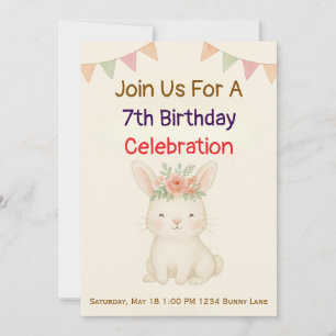 Invitation d'anniversaire de lapin Bunny