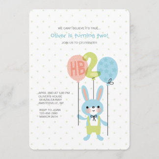 Invitation d'anniversaire de lapin de 2 ans