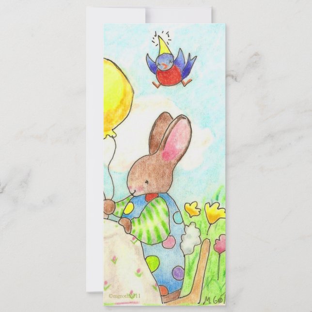 invitation d'anniversaire de lapin et de ballon (Devant)