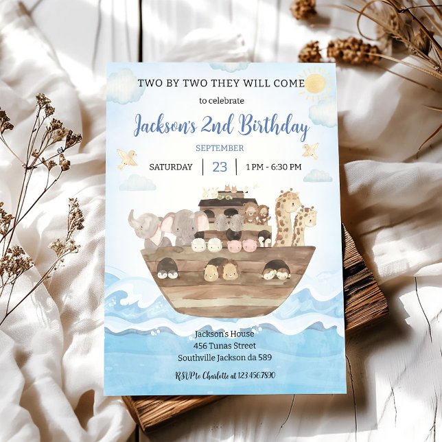 Invitation d'anniversaire de l'arche de Noé (Créateur téléchargé)