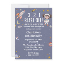 Invitation d'anniversaire de l'astronaute