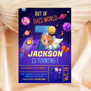 Invitation d'anniversaire de l'astronaute de Dinos