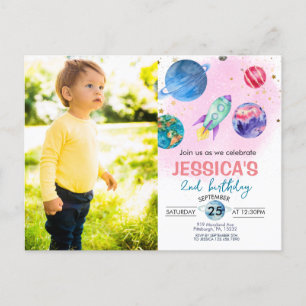 Invitation d'anniversaire de l'astronaute de la fê