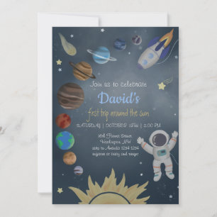 Invitation d'anniversaire de l'astronaute Planètes