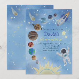 Invitation d'anniversaire de l'astronaute Planètes