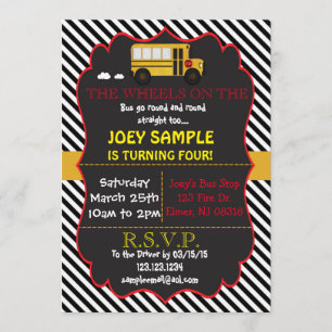 Invitation d'anniversaire de l'autobus scolaire