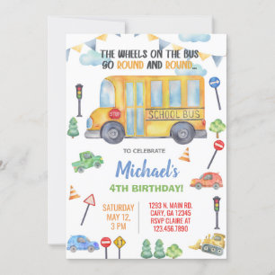 Invitation d'anniversaire de l'autobus scolaire, i