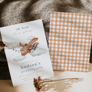 Invitation d'anniversaire de l'avion vintage   Pla