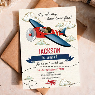 Invitation d'anniversaire de l'avion Vol à temps V