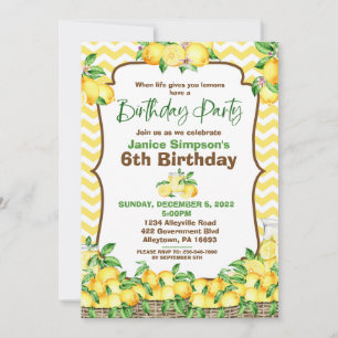 Invitation d'anniversaire de Lemon Chevron