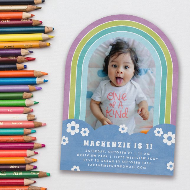 Invitation d'anniversaire de l'enfant à l'arc-en-c (Créateur téléchargé)