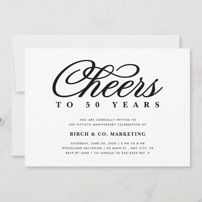 Invitation d'anniversaire de l'entreprise Cheers (Devant)