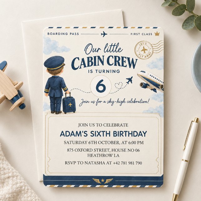 Invitation d'anniversaire de l'équipage de cabine  (Créateur téléchargé)