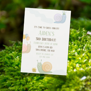 Invitation d'anniversaire de l'escargot à l'aquare
