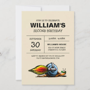 Invitation d'anniversaire de l'escargot fusée