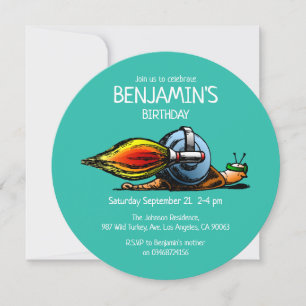 Invitation d'anniversaire de l'escargot fusée
