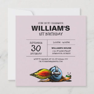 Invitation d'anniversaire de l'escargot fusée