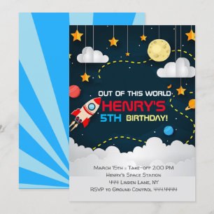 Invitation d'anniversaire de l'espace Espace extra