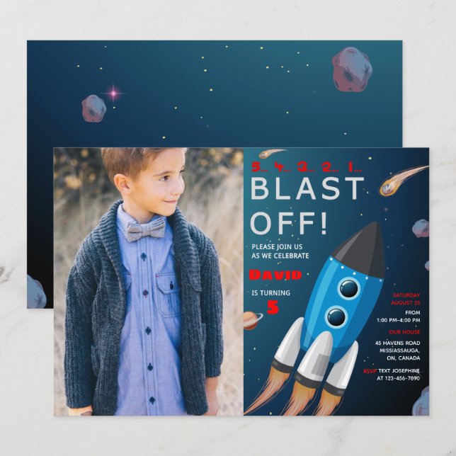 Invitation d'anniversaire de l'espace extra-atmosp (Devant / Derrière)