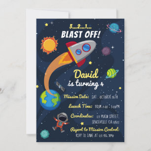 Invitation d'anniversaire de l'espace. Invitation