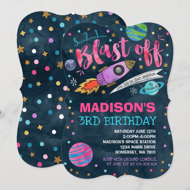 Invitation d'anniversaire de l'espace Partie spati (Devant / Derrière)