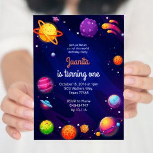 Invitation d'anniversaire de l'espace solaire de