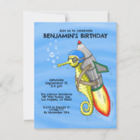 Invitation d'anniversaire de l'Hippocampe Fusée