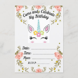 Invitation d'anniversaire de licorne