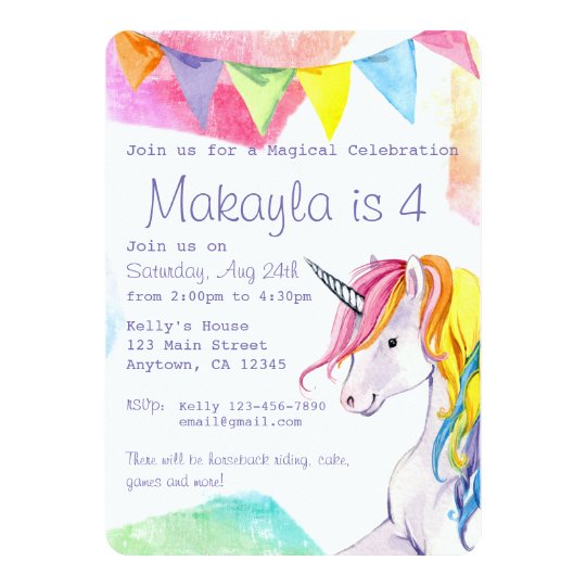 Invitation D Anniversaire De Licorne D Arc En Ciel Zazzle Fr