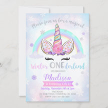 Invitation d'anniversaire de licorne d'ONEderland
