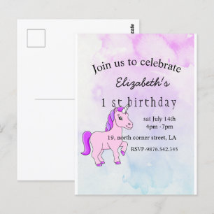 invitation d'anniversaire de licorne élégante mini