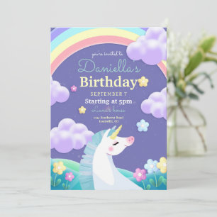 Invitation d'anniversaire de licorne, Fête de lico