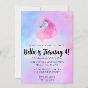 Invitation d'anniversaire de licorne magique