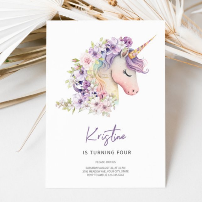 Invitation d'anniversaire de licorne magique (Créateur téléchargé)
