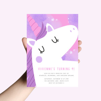 Invitation d'anniversaire de licorne moderne