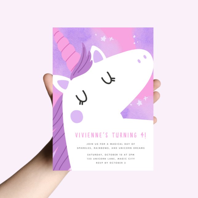Invitation d'anniversaire de licorne moderne (Créateur téléchargé)