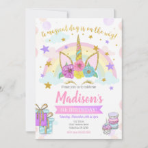 Invitation d'anniversaire de licorne/partie