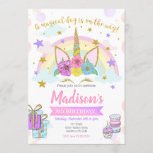 Invitation d'anniversaire de licorne/partie