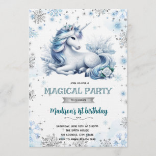 Invitation d'anniversaire de licorne princesse des