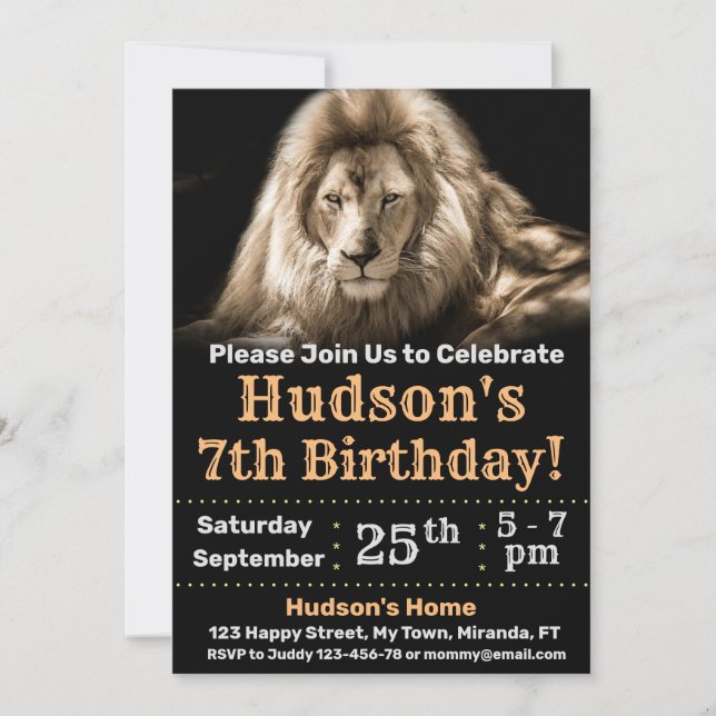 Invitation d'anniversaire de lion (Devant)