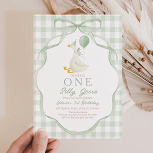 Invitation d'anniversaire de l'oie idiote verte