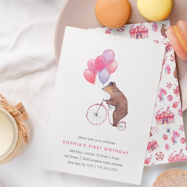 Invitation d'anniversaire de l'ours de cirque vint (Créateur téléchargé)