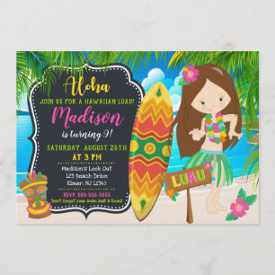 Invitation d'anniversaire de Luau Aloha Invitation