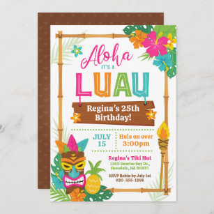 Invitation d'anniversaire de Luau Hawaiian