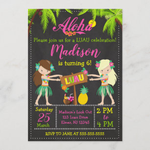 Invitation d'anniversaire de Luau Invitations d'Al