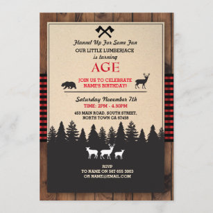 Invitations Faire Part Cartes Anniversaire Ours De Bucheron Zazzle Fr